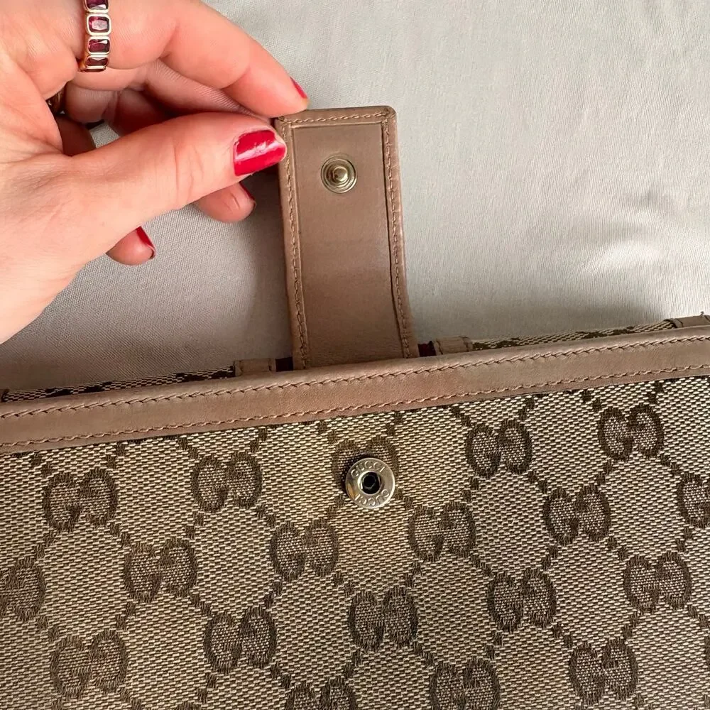 Gucci GG Canvas Wallet - Red/Tan Web Stripe, Made in Italy